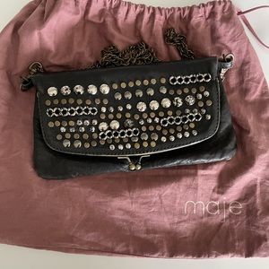 Maje black studded bag clutch